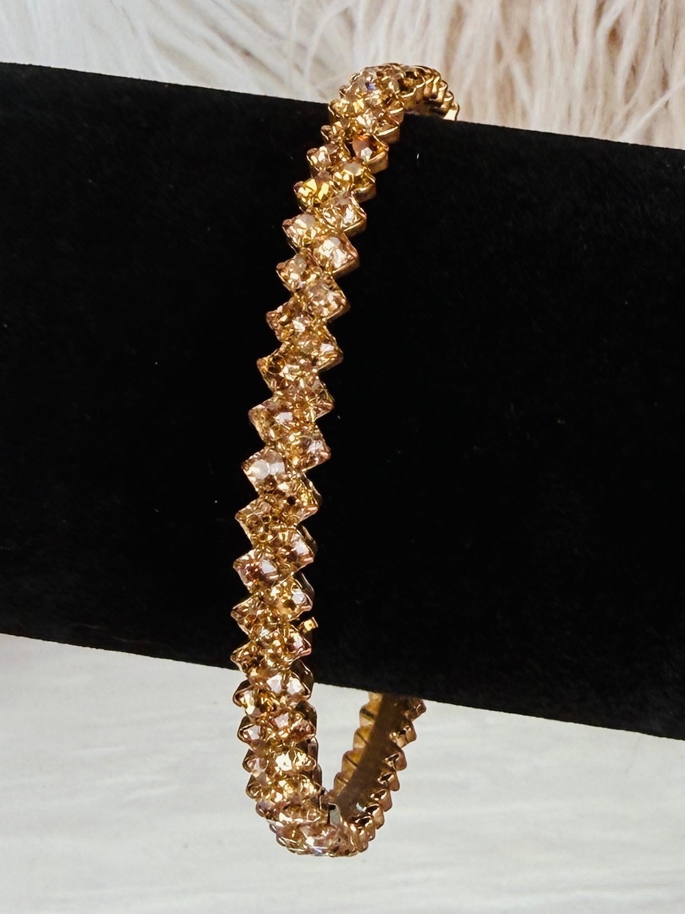 Vintage Amber Colored Crystal Stacking Bangle Bracelet